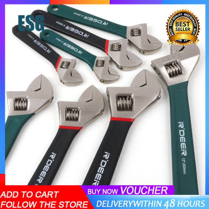 6 /8 /10 /12 Adjustable Wrench With Grip CRV Steel Lazada