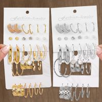 【DT】hot！ EN Gold Color Hoop Earrings Set for Earring Jewerly 2023 Accessories