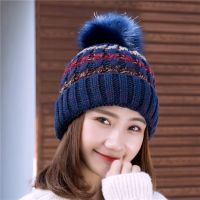 [Hana Clothing Store] แฟชั่นน่ารักพิมพ์เย็บปักถักร้อย Beanies หมวกสำหรับผู้หญิงผู้ชายฤดูหนาวขนสัตว์ Warm Fur Pompom Baggy ถักหมวก Bonnet หมวก Gorros Invierno