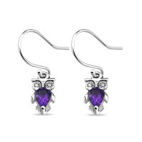 Silver thai Sterling Silver Teardrop Amethyst Hook Earrings , ต่างหูเงินแท้สีอเมทิสต์ตะขอเงินแท้925 , Amethyst gemstone owl earrings silver