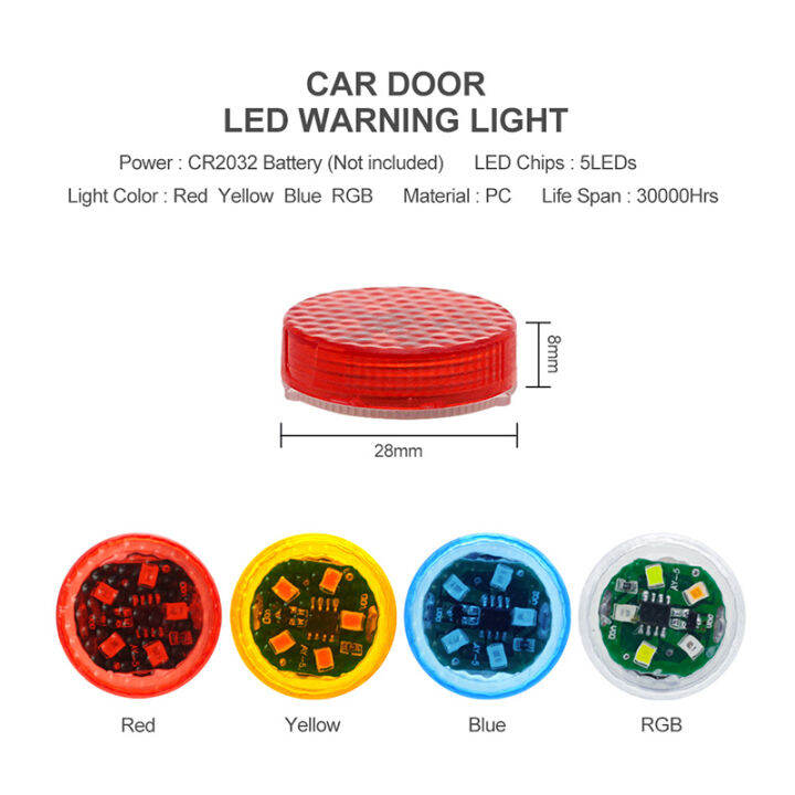 4ชิ้นสากล-led-ไฟเตือนรถประตูป้องกันการชนกันแฟลชโคมไฟเซ็นเซอร์แม่เหล็ก-s-trobe-กระพริบปลุกแสงอุปกรณ์รถยนต์