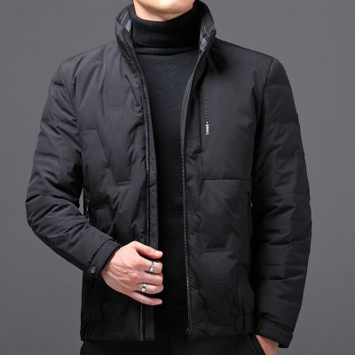 [COD] New middle-aged mens light down jacket father winter coat thickened warm top trendy handsome stand-up collar