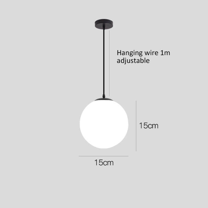 GoldBlack Glass Ball Pendant Lights White Globe Hanging Lamps Bar