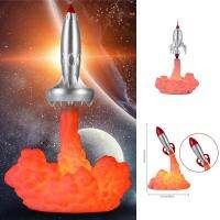 3D พิมพ์ Rocket LED Night Light ชาร์จเครื่องประดับสร้างสรรค์เปลวไฟสีตารางโคมไฟกลางคืนของขวัญแปลกสำหรับ Boys