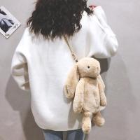 Kawaii 35cm Rabbit Bunny Plush Backpack Inclined Shoulder Bag Fashion Phone Coin Chain School Bag Toys For Girls Girlfriend Gift