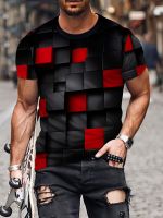 2023 NewStereoscopic บทคัดย่อกราฟิก3D พิมพ์เสื้อผู้ชายแฟชั่น O-Neck แขนสั้น Street แฟชั่นเสื้อยืดขนาดใหญ่ชาย T-S