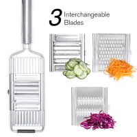 3 In 1 Shredder Cutter สแตนเลสแบบพกพาเครื่องตัดผัก Easy Clean Grater พร้อม Handle Multi Purpose Kitchen Tool