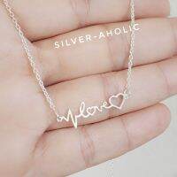 Silver-Aholic สร้อยคอเงินแท้ Love❤️ ปรับสายได้ 16-18