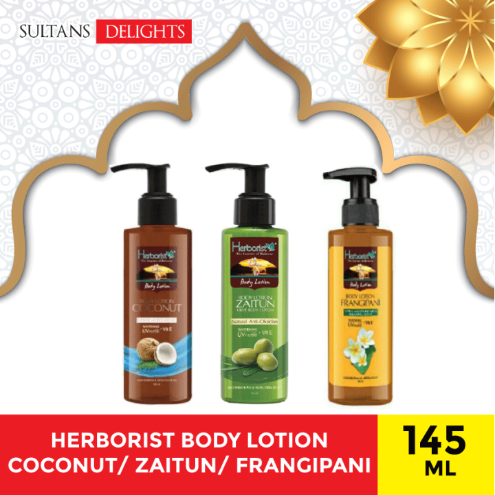 HERBORIST BODY LOTION ZAITUN/COCONUT/FRANGPANI 145ML Lazada