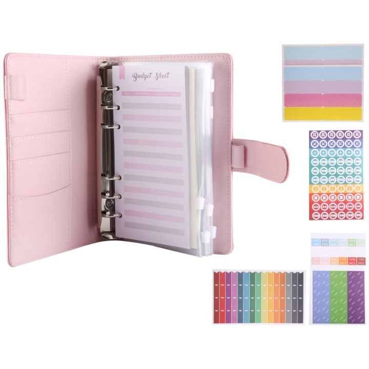 budget-binder-a6-ring-binder-notebook-with-clear-cash-envelope-for-cash-stuffing-money-organiser-with-label-stickers