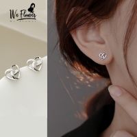 We Flower Ins s925 Silver Twisted Heart Stud Earrings for Women Korean Girls Fashion Earring Jewelry