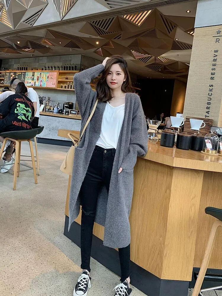 Women's Cardigan Coat 2022 Latest Relaxed-Fit Korean Style Sweater Women's  Mid-Length Fall Versatile Knitted Top with Long Sleeves | Lazada PH