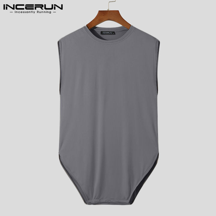 incerun-บุรุษชุดรัดรูปสาวน้อยกางเกงชุดชั้นในชุดนอนเสื้อยืดด้านบน-homewear