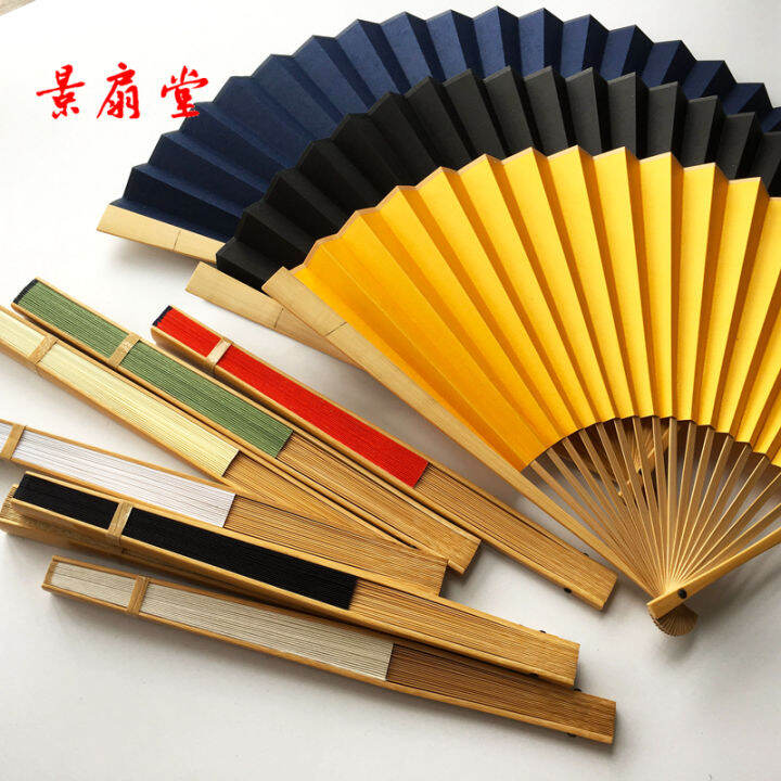 5 postage 9 inch Yuzhu fan bone rice paper folding fan color rice paper