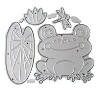 OOTDTY Frog Lotus Pond Metal Cutting Dies Stencil Scrapbooking DIY Album Stamp Paper Card Embossing Decoration Craft