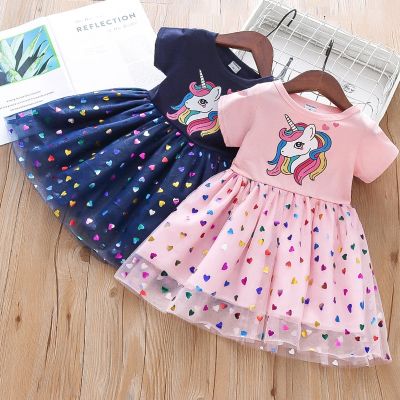 〖jeansame dress〗2022ใหม่ SummerforCotton CartoonBaby Dressfor 2 Year OldClothes