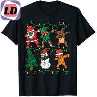 LDแฟชั่น ผ้าฝ้ายที่สะดวกสบาย  เสื้อยืดผช Tshirt Dabbing Santa Elf Reindeer Dab Xmas PJs Christmas Boys Casual Short Sleeve O-Neck Fashion Printed 100% Cotton Summer New