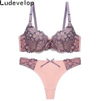 【CC】✾ﺴ  Brassiere Embroidered Set Cup Push Up Thong Sets