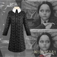 Ag ชุดเดรสคอสเพลย์ แขนยาว ลาย The Addams Family Christina Ricci สําหรับเด็ก