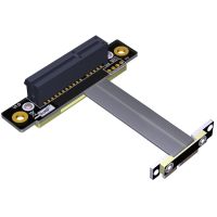 【CW】 PCIE Riser PCIe3.0 x1 Male to x4 Female Cable EMI Shielding 8Gbps PCI E III 1x 4x Riser Extender Ribbon Cable Elbow Right Angled