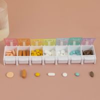 7 Days Weekly Pill Box Colorful Tablet Holder Storage Case For Medicine Button Open Drug Container Mini Box Pill Organizer Medicine  First Aid Storage