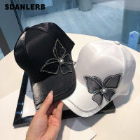 Butterfly Baseball Cap Female Hard Top Solid Color Peaked Cap All-Matching Womens Outdoor Sun Hat Sun Protection Hat