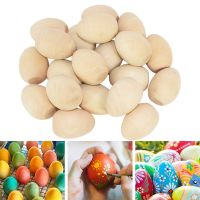 3/5pcs Wooden Easter Eggs Unfinished Wood Painted Egg DIY Craft Educational Kids Toy Gift Easter Party Decoration Supplies