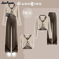 【DT】hot！ Womens Tracksuit 2023 New Matching Sets Korean Suspender Blouse Top Casual Pants Two-piece Female