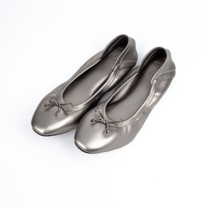 sincera-brand-premium-flat-shoes-คัชชูสี-metallic-gray-รองเท้าคัชชูส้นแบน-คัชชูส้นเตี้ย-หนังนิ่ม-ใส่สบาย-ไม่กัดเท้า