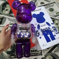 Bearbrick 400% 28หมีสูงความรุนแรงหมีมาเก๊าจำกัดสีม่วง Qianqiu โปร่งใส My First Baby Bearbrick 400%