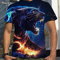 Mens Personality Leopard T-shirt 3d Digital Printing Cool T-shirt Summer Casual Tops