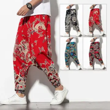 ❀ Mens Harem Pants Casual Cotton Linen Baggy Loose Oversized Yoga Hippy  Trousers | eBay