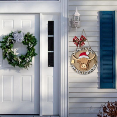 ตัวแขวนตกแต่งคริสต์มาสป้ายประตูแบบแขวนพร้อมโบว์สำหรับตกแต่งประตูหน้าบ้านของแท้คุณภาพสูงบ้านไร่