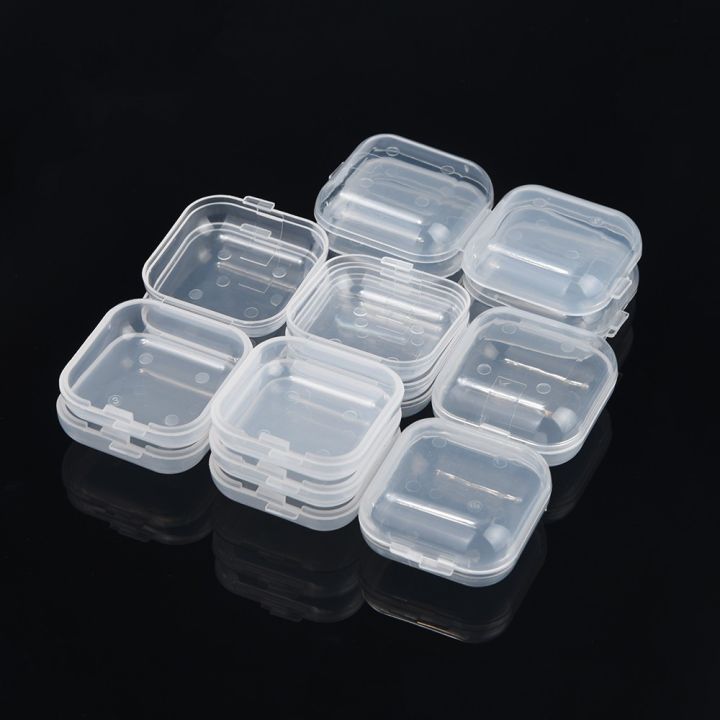 10pcs-portable-transparent-flip-jewelry-box-square-plastic-small-storage-box