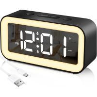 Digital Alarm Clock, Adjustable Brightness Mirror Electronic LED Clock,12/24Hr Snooz Alarm Clocks for Bedrooms