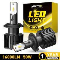 2ชิ้น AUXITO LED หลอดไฟหน้ารถ H4 9003 Hi Lo Beam ไฟหน้า H1 H11 H8 HB4 9005เทอร์โบหลอดไฟ LED H7 6000พันสีขาว16000LM 50วัตต์