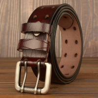 High Quality Genuine Leather Belts for Men nd Strap Male Double Needle Pin Buckle Fancy Vintage Jeans Cowboy Cintos