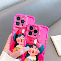 เคสโทรศัพท์แฟชั่นสีฟ้าขอบบิดสาวน่ารักน่าเกลียดสำหรับ iPhone Apple 11 12 13 14 Pro Max ฝาครอบเนื้อนิ่ม TPU กันกระแทกสุดหรู