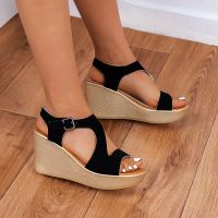 New Fashionable Womens Large Size Wedge Sandals 2022 Summer New Roman Sandals Korean Style Muffin High Heels Women Sandals