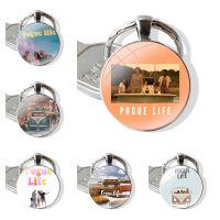 【2023】Outer Banks Living the Pogue Life Glass Cabochon Keychain Pendant Car Key Chains Handmade ！