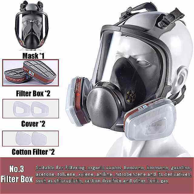 Masker Anti Api Masker Gas Organik Full Face Respirator Keren dengan Filter Safety Mask ...