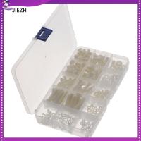 JIEZH 420Pcs M2 M2.5 M3 M4 M5 M6 สกรูพลาสติกสำหรับสกรู หัวเจาะรู หัวกลมกลม สกรูน๊อตน๊อตแหวนรอง ชุดน็อตหกเหลี่ยม ขนาดต่างๆ สลักเกลียวไนลอน โครงการอิเล็กทรอนิกส์