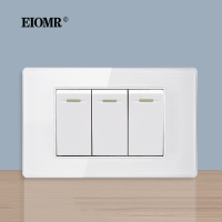 สวิตช์ผนังมาตรฐาน Eiomrus BR,3แก๊ง12ทาง,แผงกระจกคริสตัลสีขาว,ขนาด118*75มม.,สวิตช์ไฟ10A สำหรับการปรับปรุงบ้าน