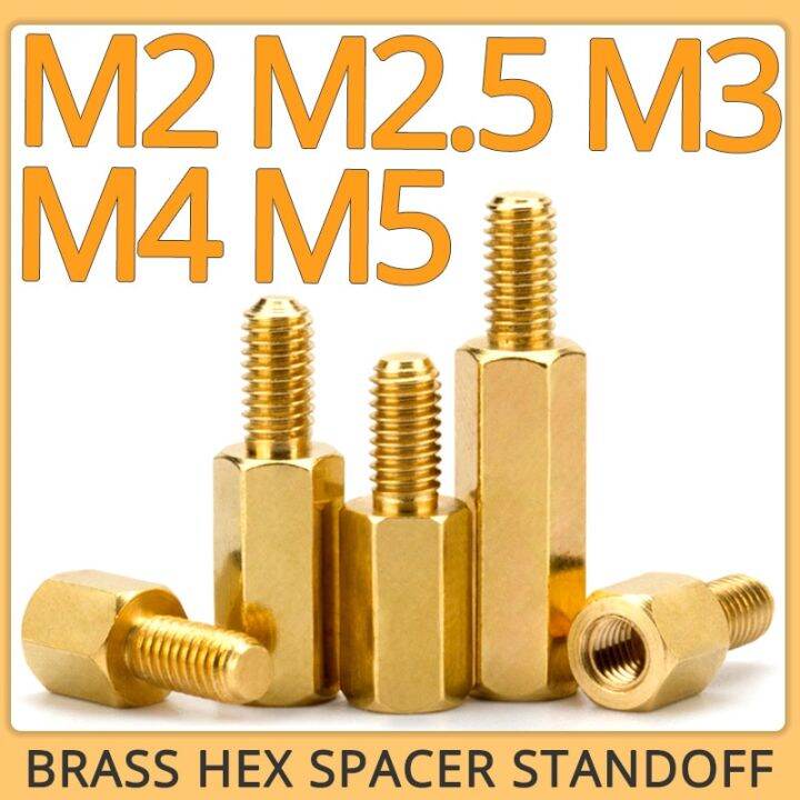 M2 M2.5 M3 M4 M5 Hex Brass Male Female Standoff Board Rack Stud Hexagon ...