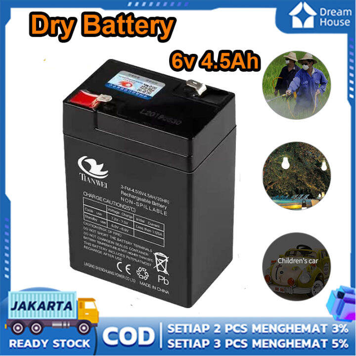 (dalam Stok, Dikirim Dari Jakarta)AKI Baterai Aki Kering 6v 4.5Ah