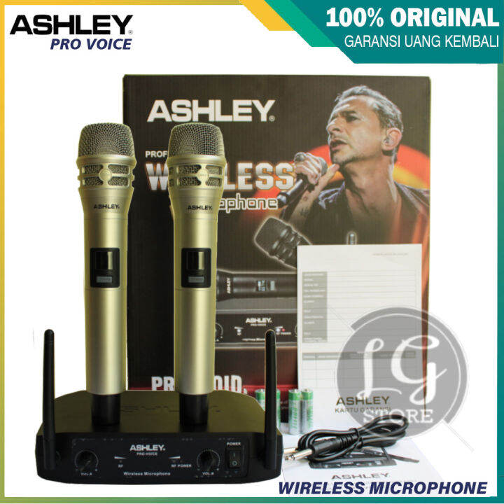 Mic Wireless Ashley Pro Voice Microphone 2 Handheld Mik Tanpa Kabel