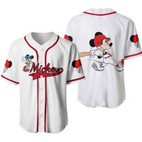 2023 New Mic-key Mo-use White Red  Baseball Jersey