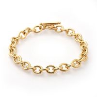 304 Stainless Steel Cable Chain Bracelets with Toggle Clasps Golden 8-5/8 inch(22cm) 8mm