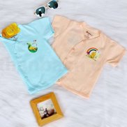 ÁO SƠ SINH COTTON TAY NGẮN MÀU CỔ TIM DỄ THƯƠNG BB28