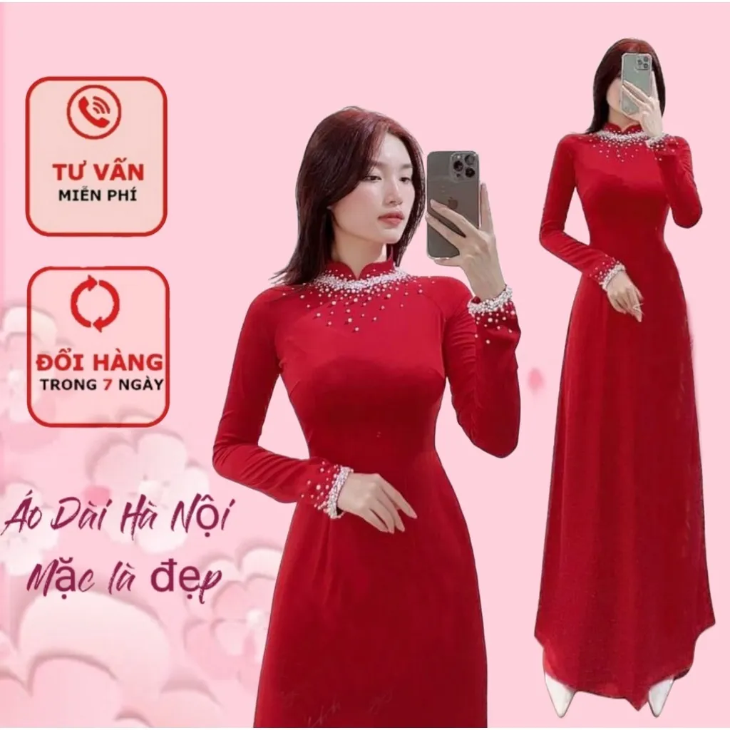 Giá Xưởng} Áo Dài Truyền Thống Màu Đỏ Đính Ngọc Sang Trọng, Trẻ Trung, Áo  Dài Dự Tiệc, Áo Dài Cô Dâu - Áo Dài Hà Nội | Lazada.Vn